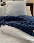 Navy Summer-Weight Organic Muslin King Blanket Adult Organic Cotton Muslin Blanket Gray Heron