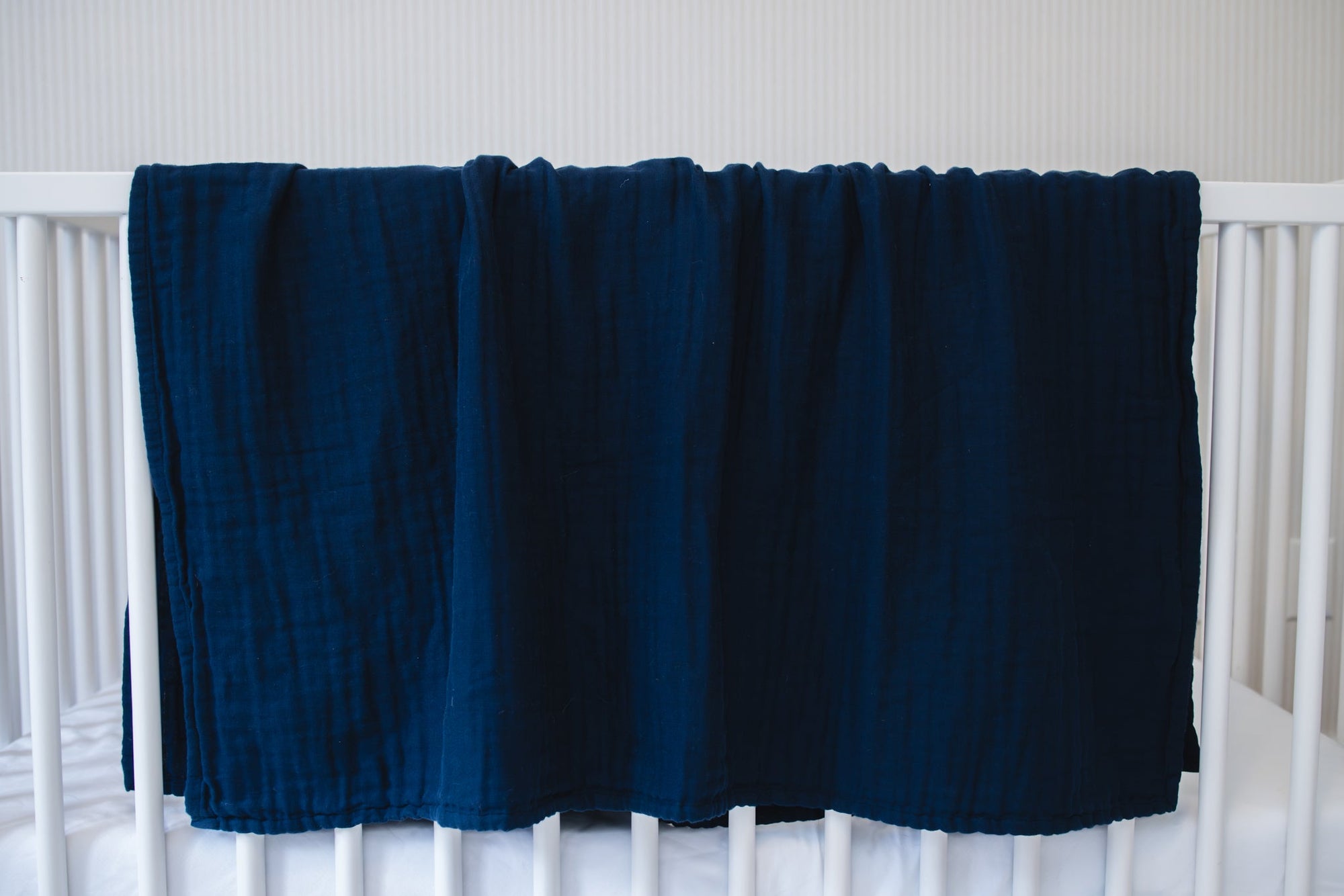 Navy Summer-Weight Organic Muslin Mini Blanket (NO HERON) Organic Baby Blanket Gray Heron