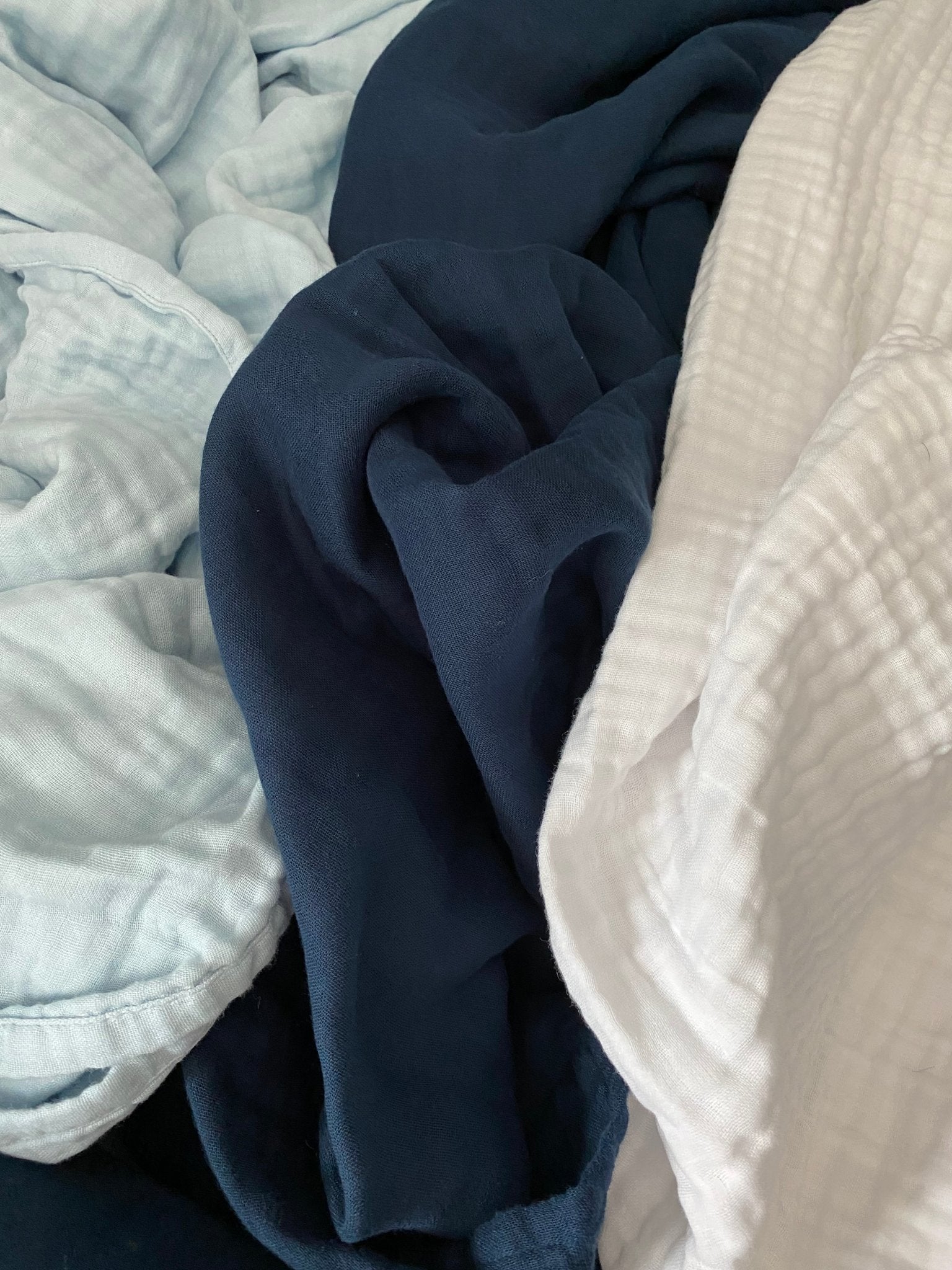 Navy Summer-Weight Organic Muslin Queen Blanket Adult Organic Cotton Muslin Blanket Gray Heron