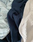 Navy Summer-Weight Organic Muslin Full/ Queen Blanket Adult Organic Cotton Muslin Blanket Gray Heron