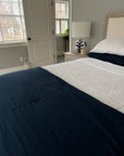Navy Summer-Weight Organic Muslin Queen Blanket Adult Organic Cotton Muslin Blanket Gray Heron