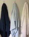 Navy Summer-Weight Organic Muslin Queen Blanket Adult Organic Cotton Muslin Blanket Gray Heron