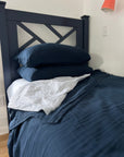 Navy Summer Weight Organic Muslin Twin Blanket Adult Organic Cotton Muslin Blanket Gray Heron