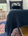 Navy Summer Weight Organic Muslin Twin Blanket Adult Organic Cotton Muslin Blanket Gray Heron