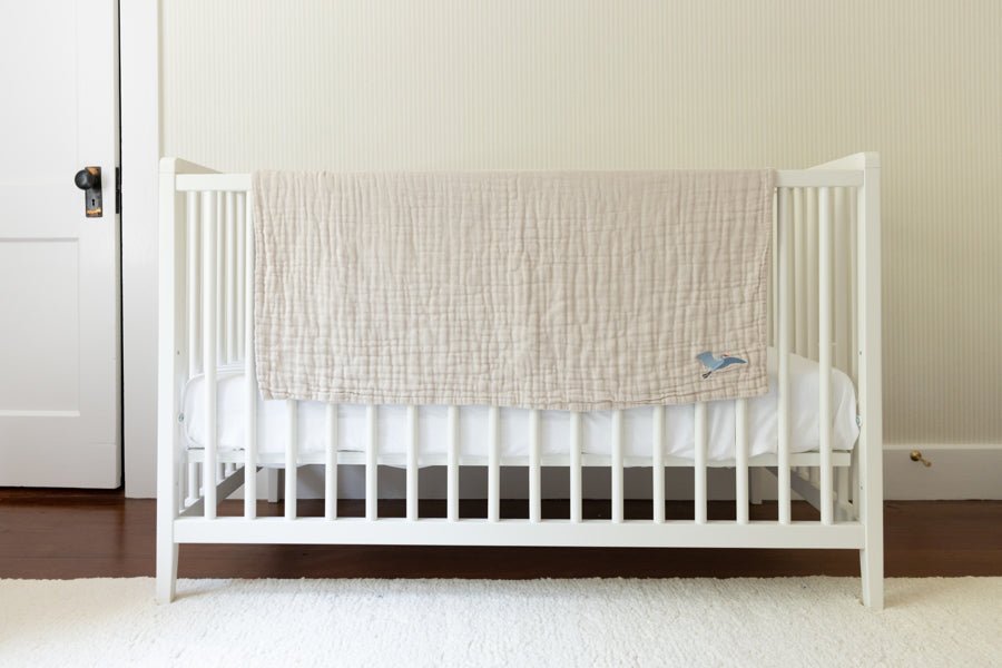 Oat All-Season Organic Muslin Mini Blanket 8 Layer Muslin Baby Blanket Gray Heron