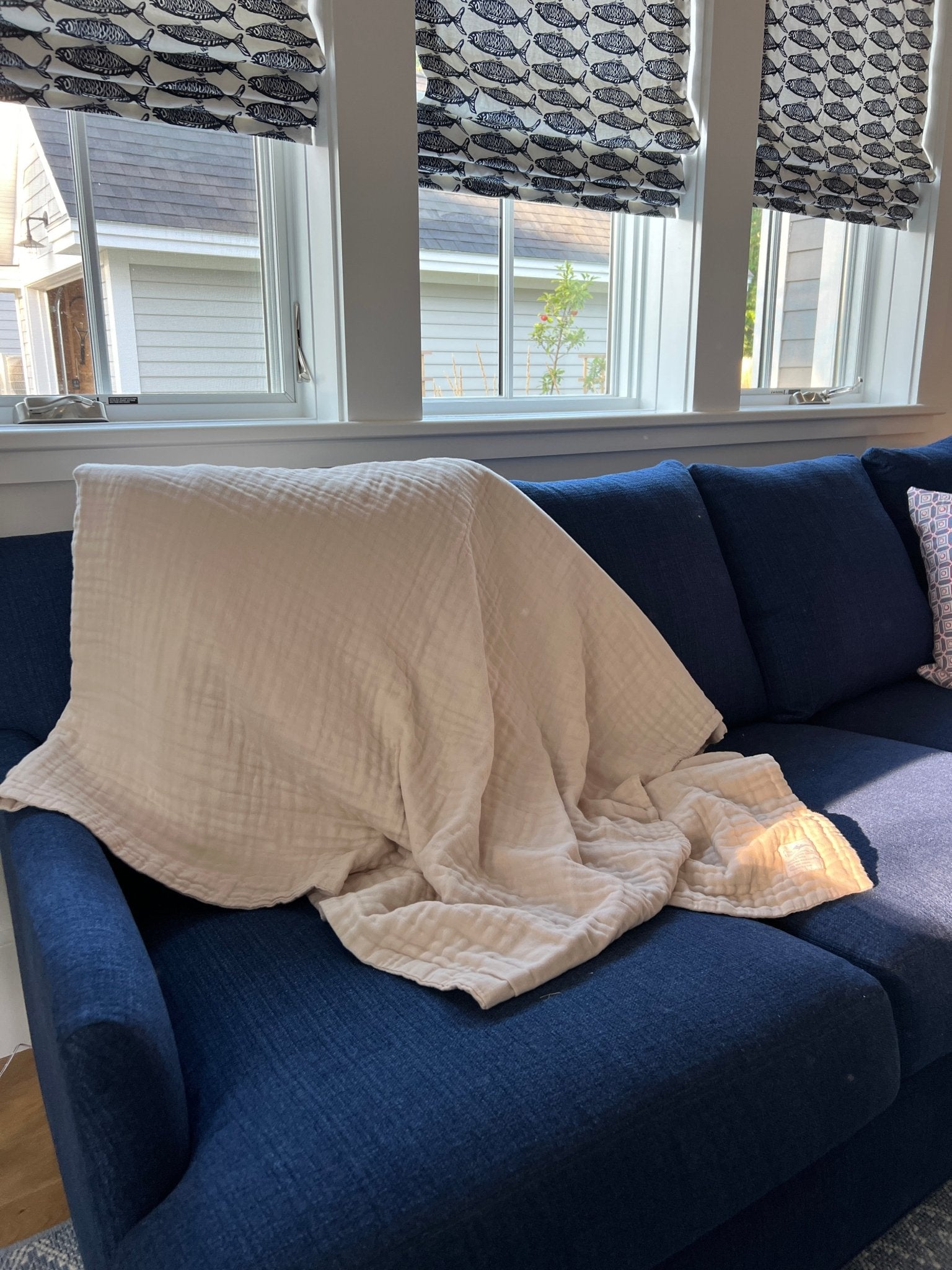 Oat All-Season Organic Muslin Throw Blanket Organic Cotton Muslin Blanket Gray Heron