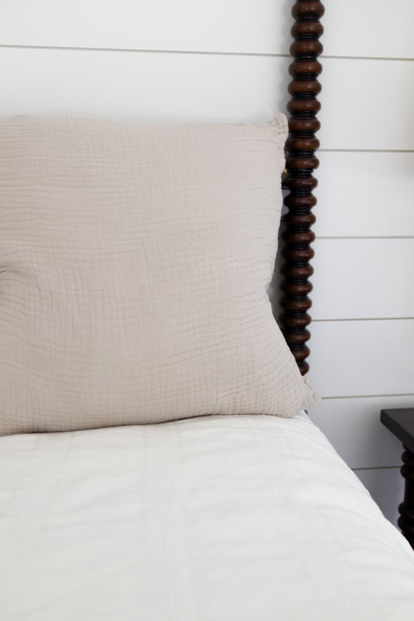 Oat Euro Pillow Cover with Brass Zipper European Throw Pillow Gray Heron
