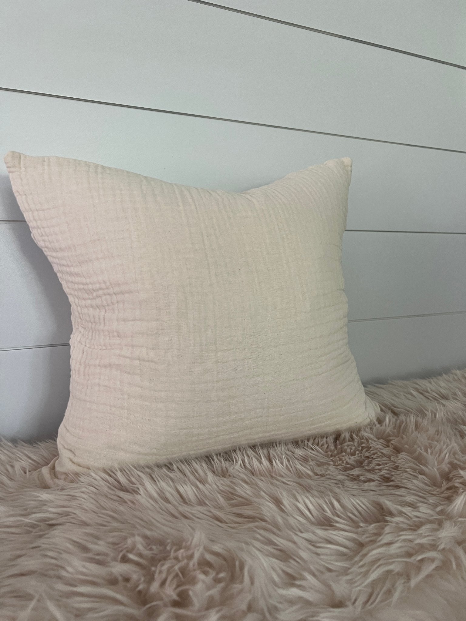 Oat Organic Muslin 22" Throw Pillowcase Organic Pillowcase Gray Heron