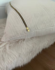 Oat Organic Muslin 22" Throw Pillowcase Organic Pillowcase Gray Heron