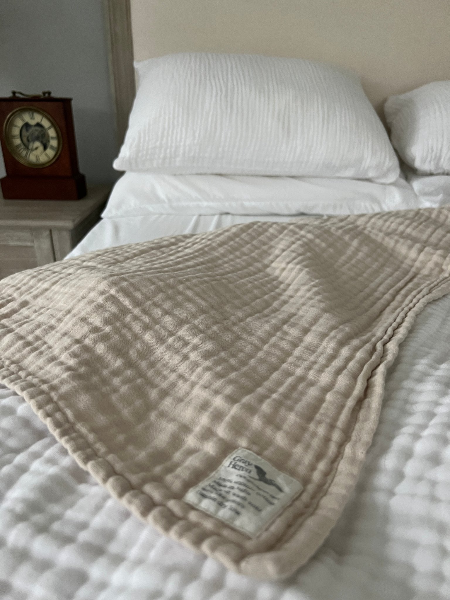 Oat Summer-Weight Organic Muslin Queen Blanket Adult Organic Cotton Muslin Blanket Gray Heron