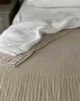 Oat Summer-Weight Organic Muslin Queen Blanket Adult Organic Cotton Muslin Blanket Gray Heron