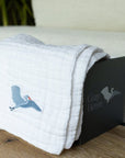 Organic Muslin All-Season Mini Blanket - Mist 8 Layer Muslin Baby Blanket Gray Heron
