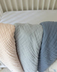 Organic Muslin All-Season Mini Blanket - Mist 8 Layer Muslin Baby Blanket Gray Heron