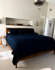 Organic Muslin Summer-Weight King Blanket – Navy Adult Organic Cotton Muslin Blanket Gray Heron