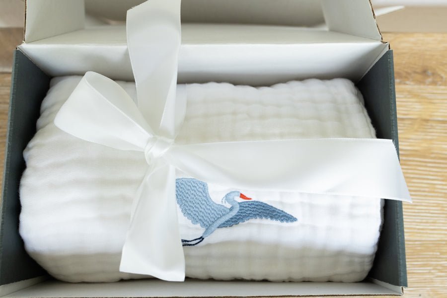 Petal All-Season Organic Muslin Mini Blanket 8 Layer Muslin Baby Blanket Gray Heron