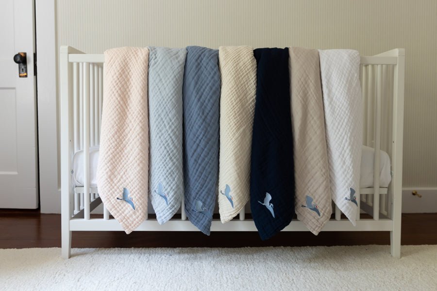 Petal All-Season Organic Muslin Mini Blanket 8 Layer Muslin Baby Blanket Gray Heron