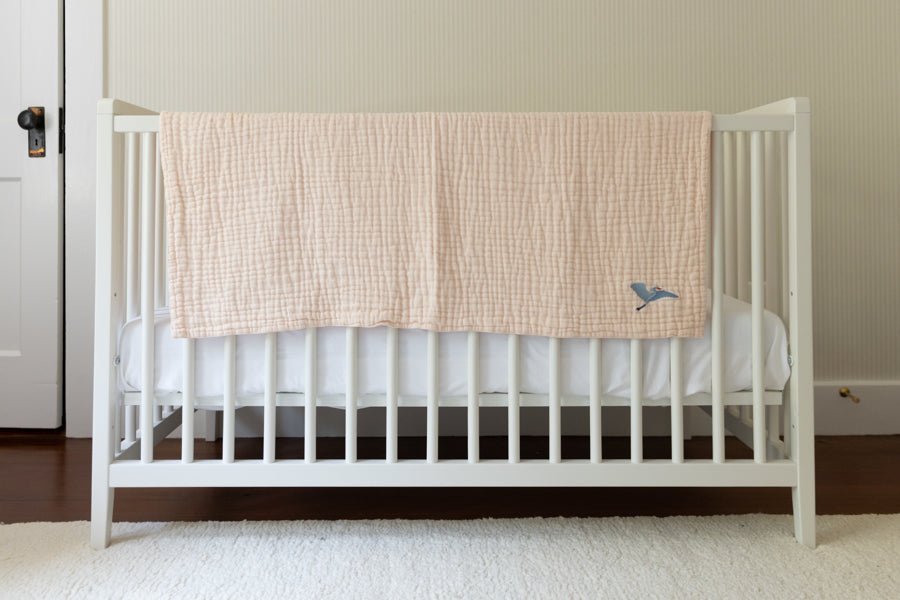 Petal All-Season Organic Muslin Mini Blanket 8 Layer Muslin Baby Blanket Gray Heron