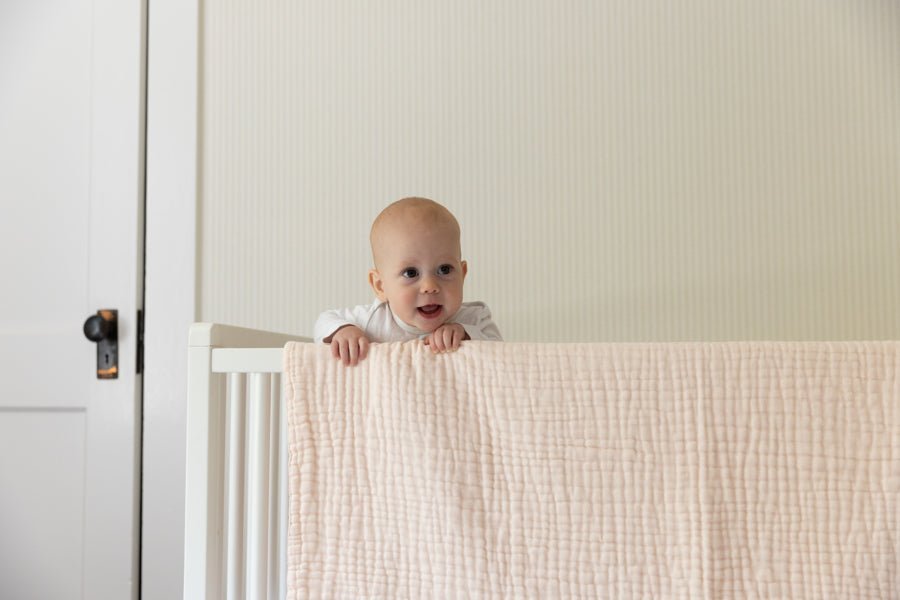 Petal All-Season Organic Muslin Mini Blanket 8 Layer Muslin Baby Blanket Gray Heron