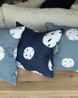 Sand Dollar Navy Organic Muslin 22" Throw Pillowcase Organic Pillowcase Gray Heron