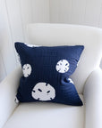 Sand Dollar Navy Organic Muslin 22" Throw Pillowcase Organic Pillowcase Gray Heron