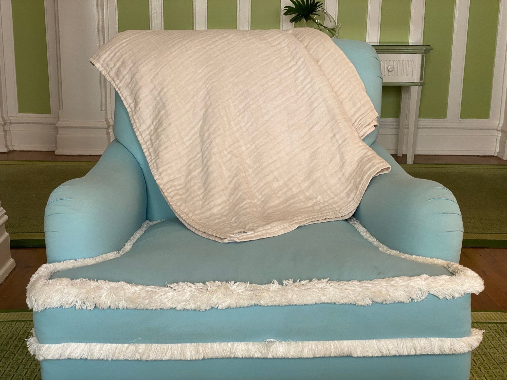 Sand Dollar Navy & Snow All-Season Organic Muslin Throw Blanket Organic Cotton Muslin Blanket Gray Heron