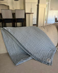 Sand Dollar Navy & Snow All-Season Organic Muslin Throw Blanket Organic Cotton Muslin Blanket Gray Heron