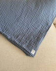 Sand Dollar Navy & Snow All-Season Organic Muslin Throw Blanket Organic Cotton Muslin Blanket Gray Heron