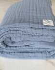 Sand Dollar Navy & Snow All-Season Organic Muslin Throw Blanket Organic Cotton Muslin Blanket Gray Heron