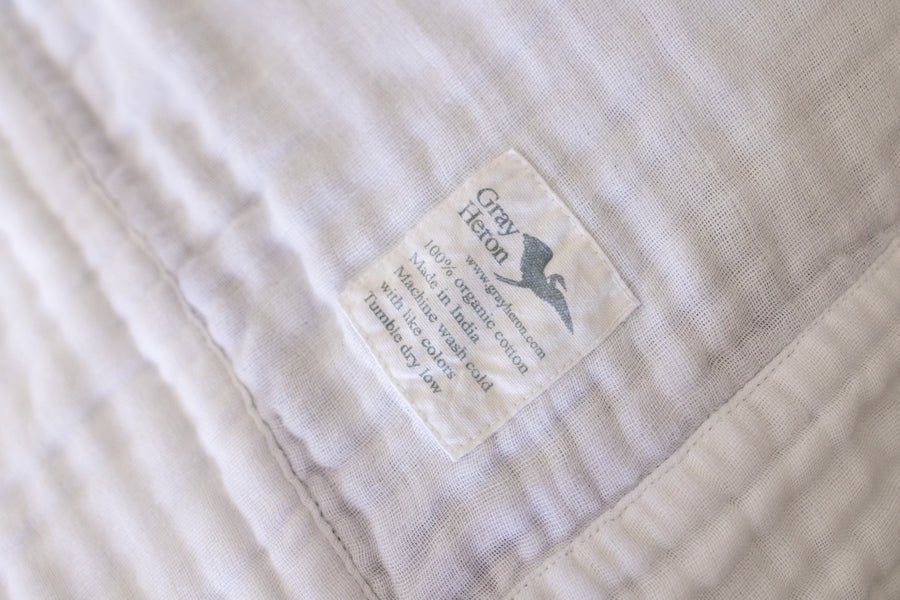 Sand Dollar Navy & Snow All-Season Organic Muslin Throw Blanket Organic Cotton Muslin Blanket Gray Heron