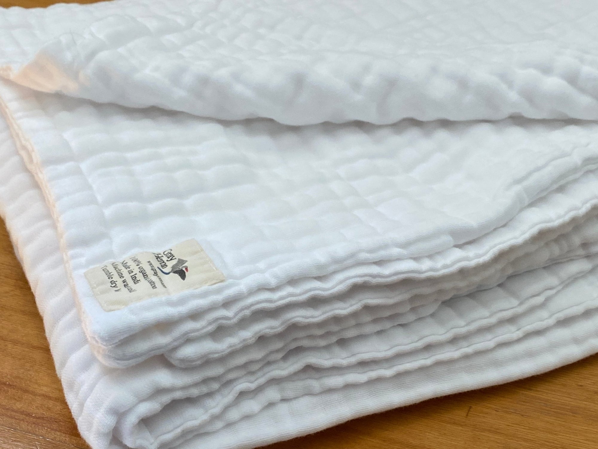 Sand Dollar Navy & Snow All - Season Organic Muslin Throw Blanket - Gray Heron