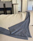 Sand Dollar Navy & Snow All-Season Organic Muslin Throw Blanket Organic Cotton Muslin Blanket Gray Heron