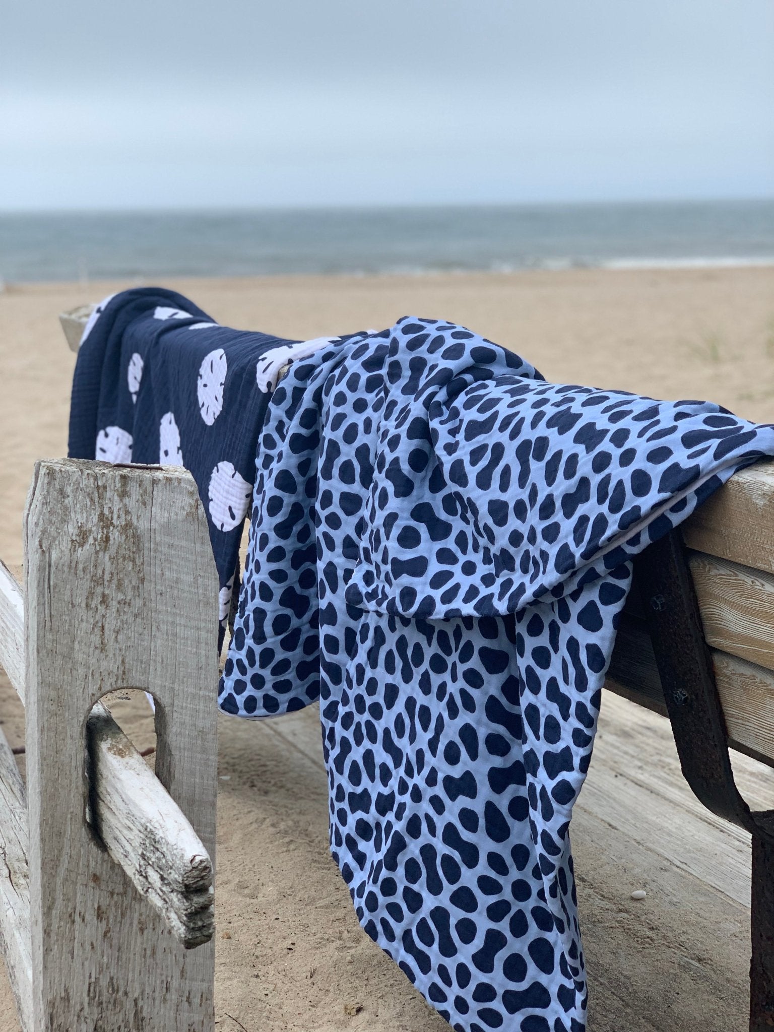 Sand Dollar Navy & Snow All-Season Organic Muslin Throw Blanket Organic Cotton Muslin Blanket Gray Heron