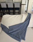 Sand Dollar Navy & Snow All-Season Organic Muslin Throw Blanket Organic Cotton Muslin Blanket Gray Heron