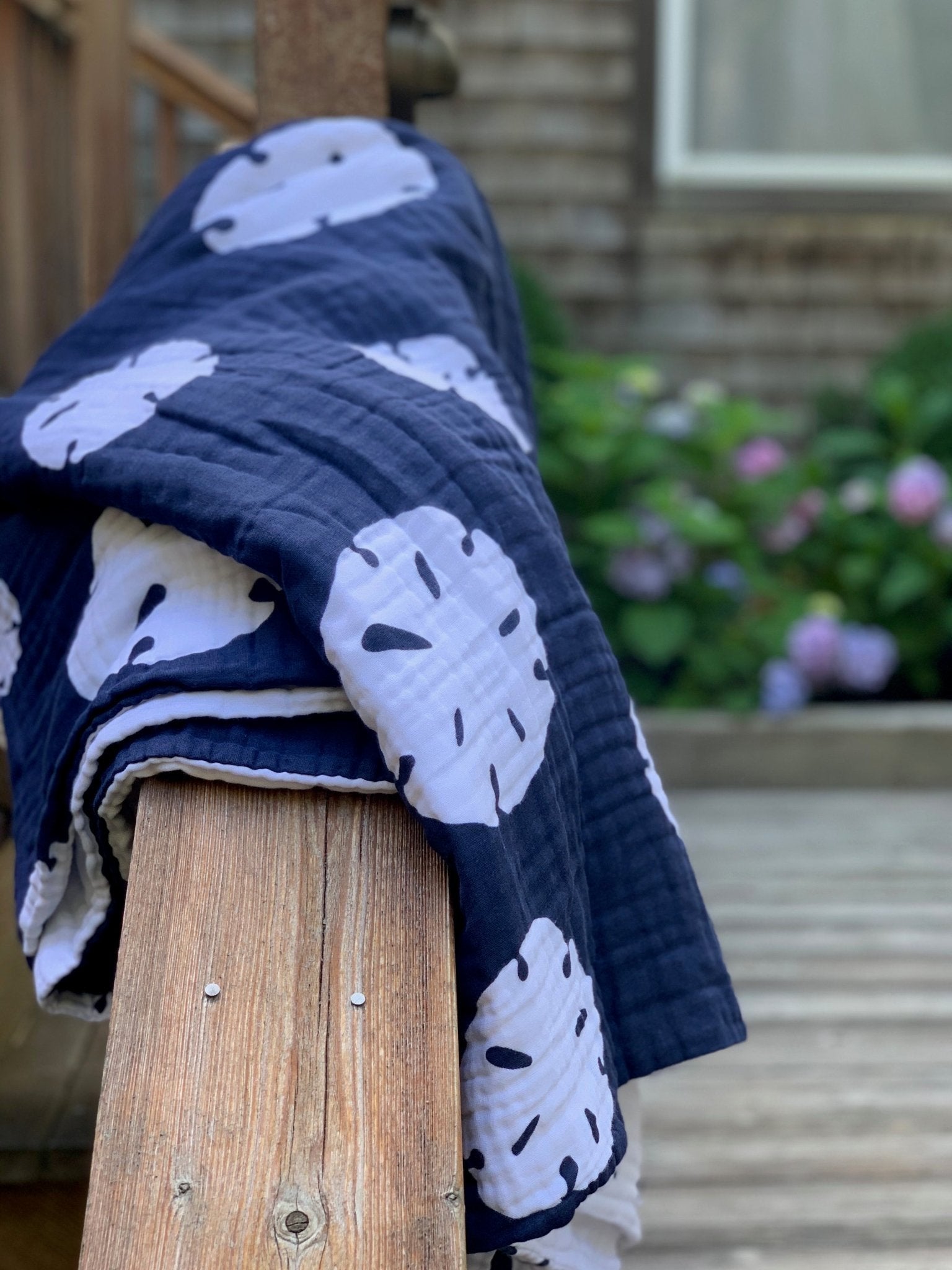 Sand Dollar Navy & Snow All-Season Organic Muslin Throw Blanket Organic Cotton Muslin Blanket Gray Heron