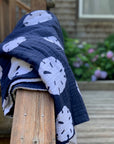 Sand Dollar Navy & Snow All-Season Organic Muslin Throw Blanket Organic Cotton Muslin Blanket Gray Heron