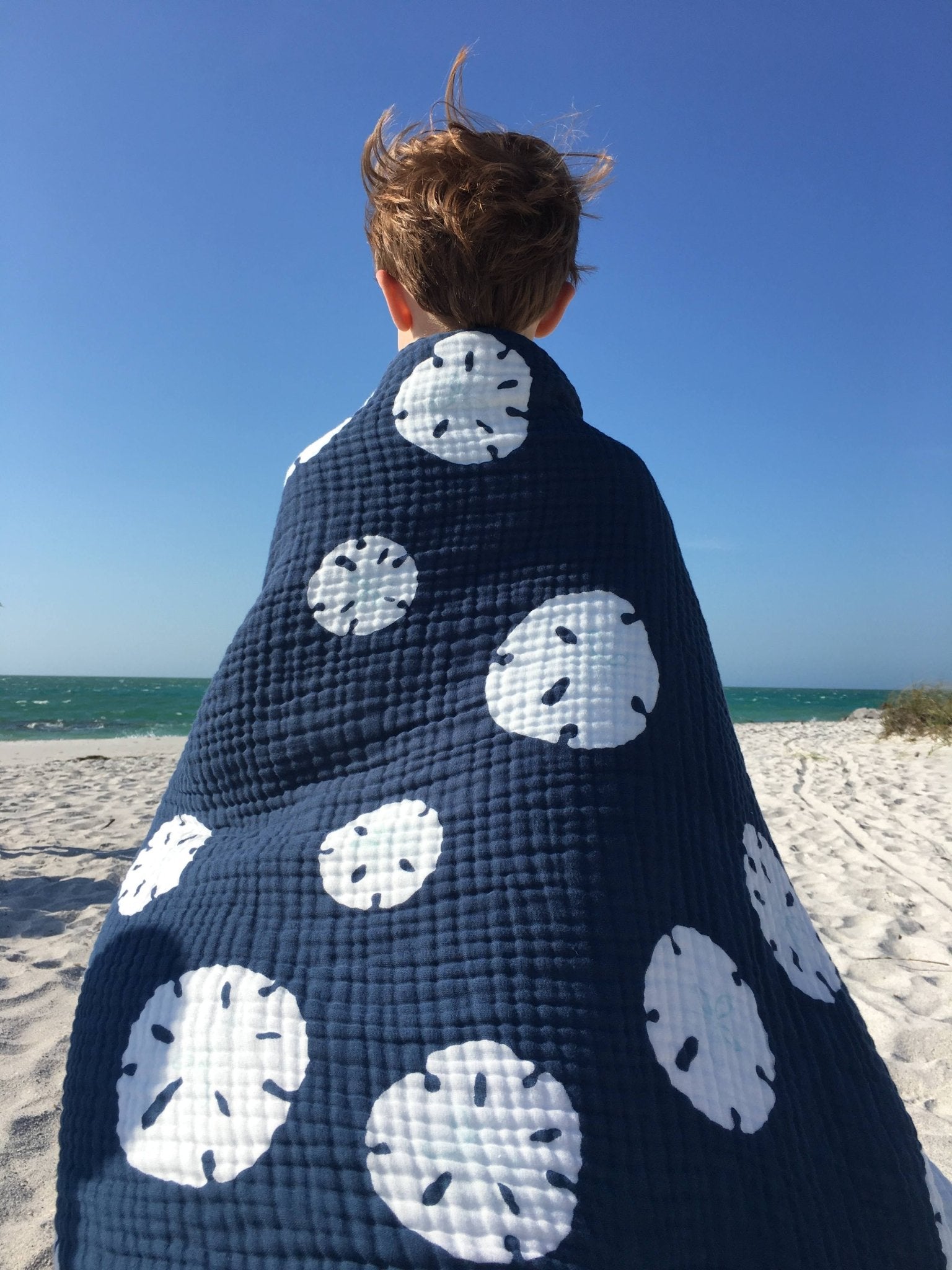 Sand Dollar Navy & Snow All-Season Organic Muslin Throw Blanket Organic Cotton Muslin Blanket Gray Heron