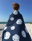Sand Dollar Navy & Snow All-Season Organic Muslin Throw Blanket Organic Cotton Muslin Blanket Gray Heron
