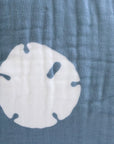 Organic Muslin All-Season Queen Blanket – Sand Dollar with 5" Snow Border Adult Organic Cotton Muslin Blanket Gray Heron