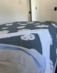 Sand Dollar Slate All-Season Organic Muslin Twin Blanket Organic Cotton Muslin Blanket Gray Heron