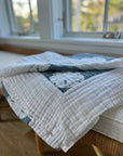 Sand Dollar Slate and Snow All-Season Organic Oversized Muslin Throw Blanket Organic Cotton Muslin Blanket Gray Heron