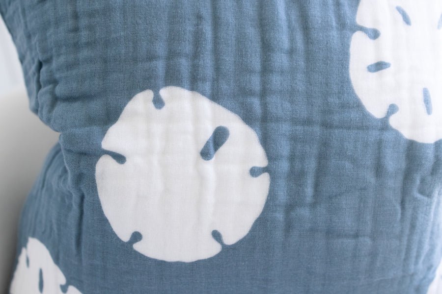 Sand Dollar Slate and Snow All-Season Organic Oversized Muslin Throw Blanket Organic Cotton Muslin Blanket Gray Heron