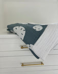 Sand Dollar Slate and Snow All-Season Organic Oversized Muslin Throw Blanket Organic Cotton Muslin Blanket Gray Heron