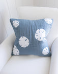 Sand Dollar Slate Organic Muslin 22" Throw Pillowcase Organic Pillowcase Gray Heron