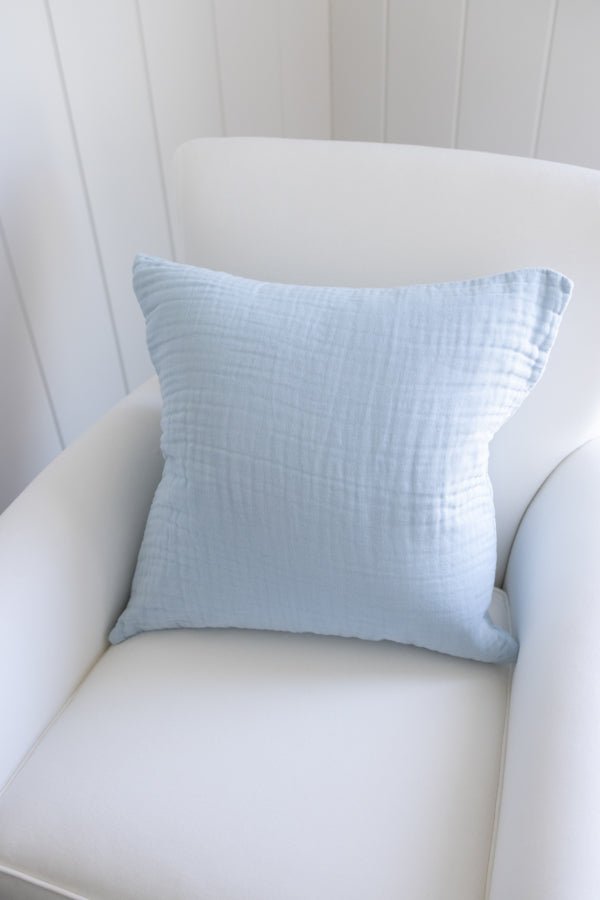 Sky 22" Organic Throw Pillow Cover Muslin Throw Pillow Gray Heron