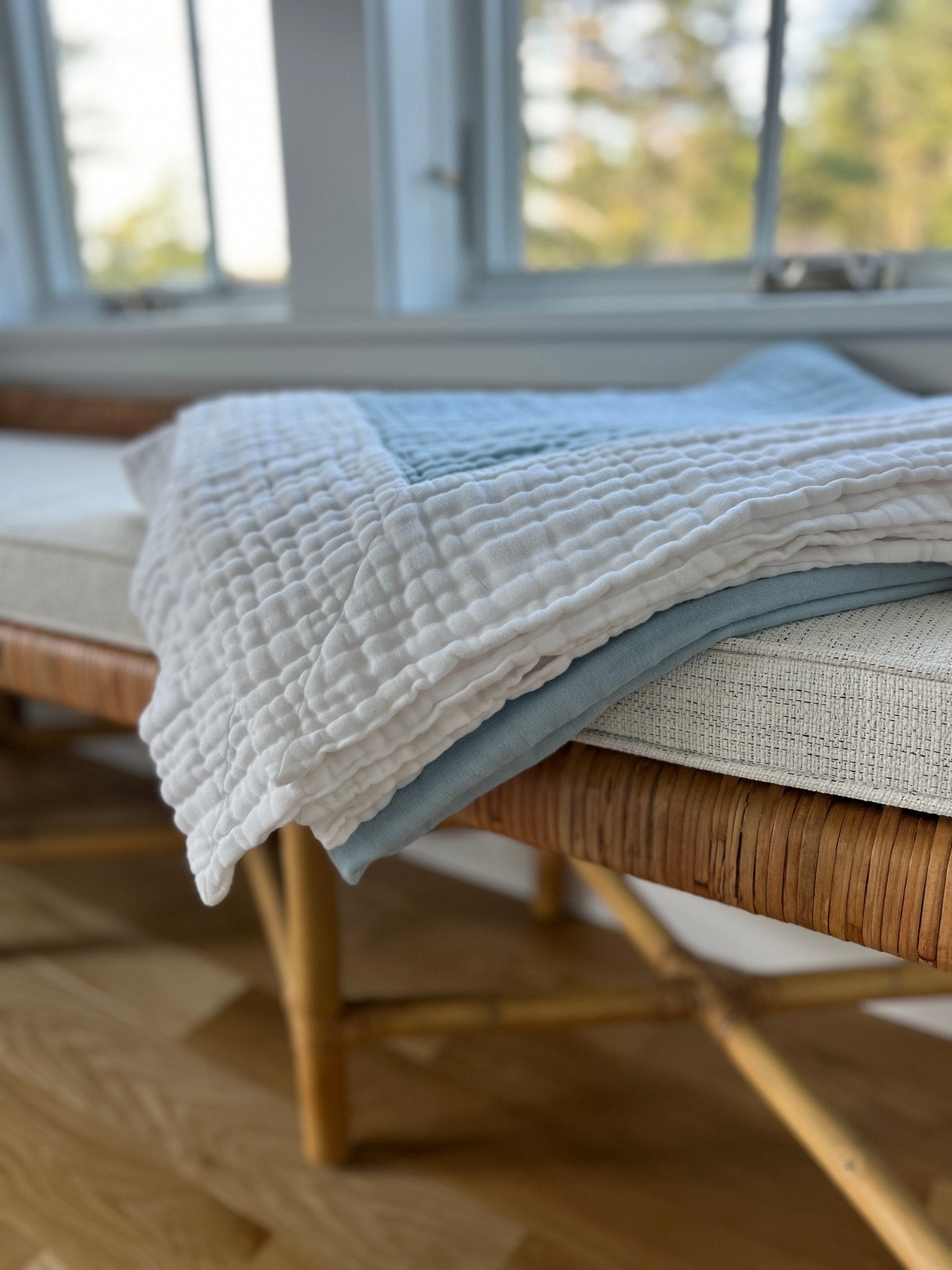 Sky & Snow All-Season Organic Muslin Twin Blanket Organic Cotton Muslin Blanket Gray Heron