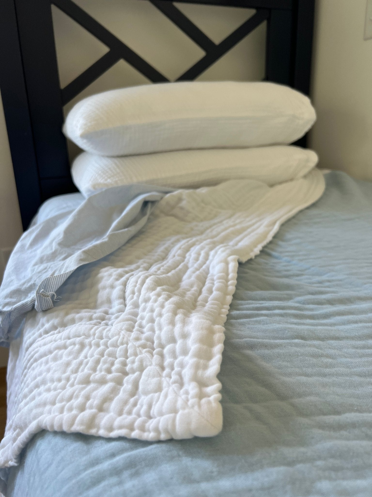 Sky & Snow All-Season Organic Muslin Twin Blanket Organic Cotton Muslin Blanket Gray Heron