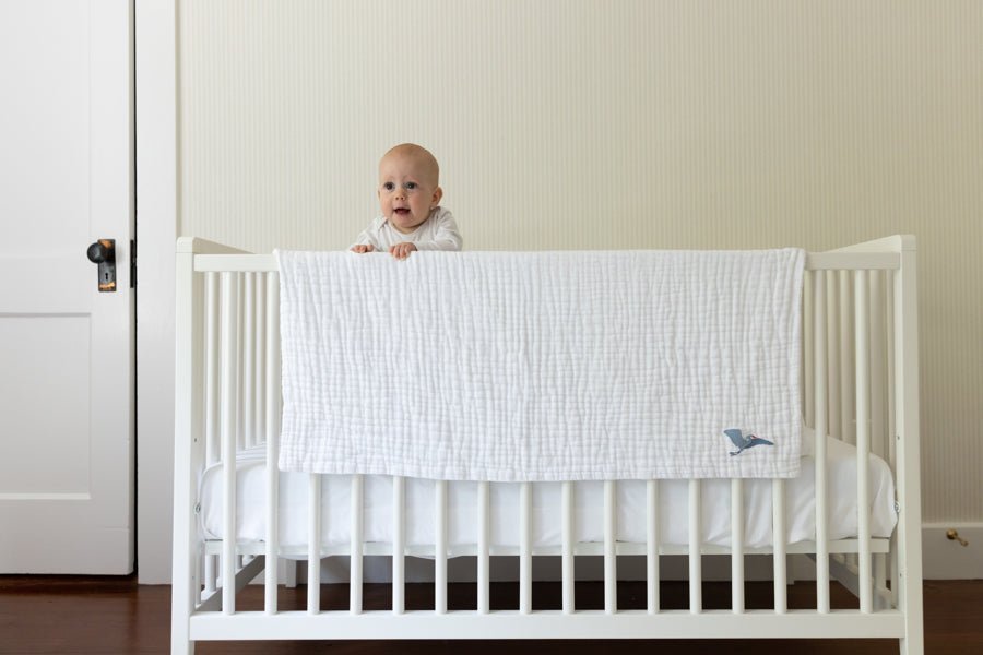 Snow All-Season Organic Muslin Mini Blanket 8 Layer Muslin Baby Blanket Gray Heron