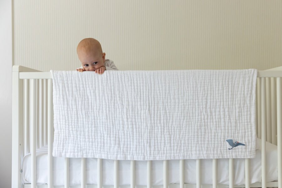 Snow All-Season Organic Muslin Mini Blanket 8 Layer Muslin Baby Blanket Gray Heron