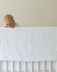 Snow All-Season Organic Muslin Mini Blanket 8 Layer Muslin Baby Blanket Gray Heron