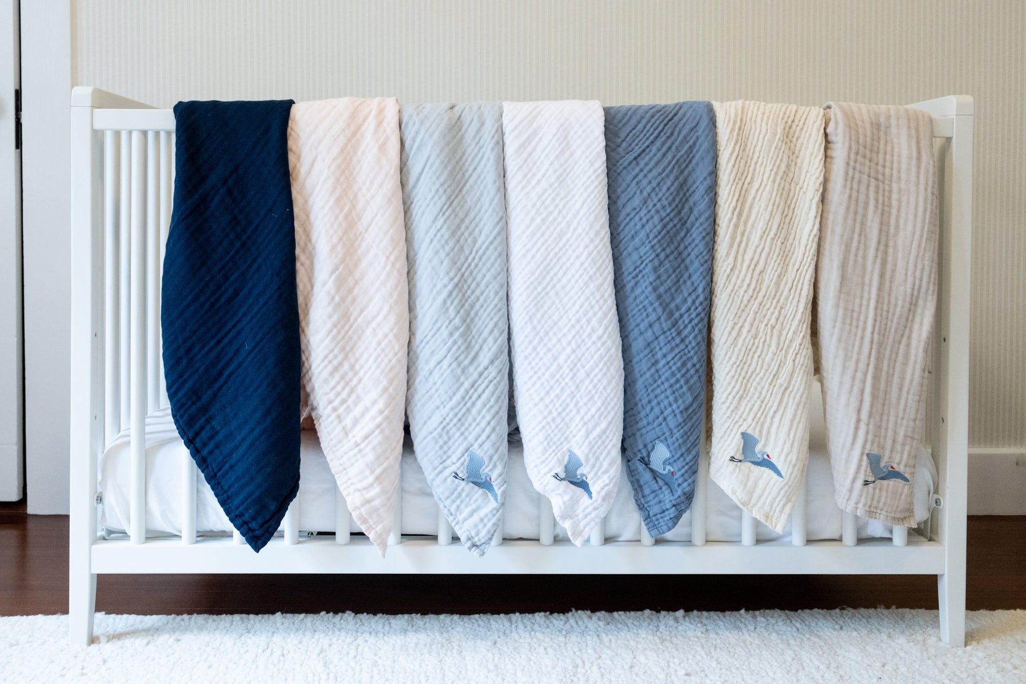 Snow Summer-Weight Organic Muslin Mini Blanket Organic Baby Blanket Gray Heron